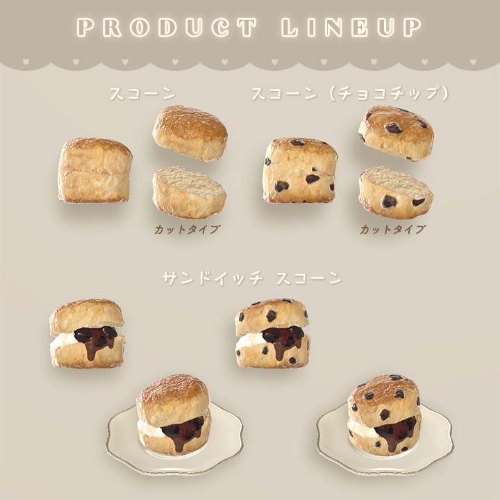 【3D小物】クリームたっぷりスコーンセット(組み換え自由)