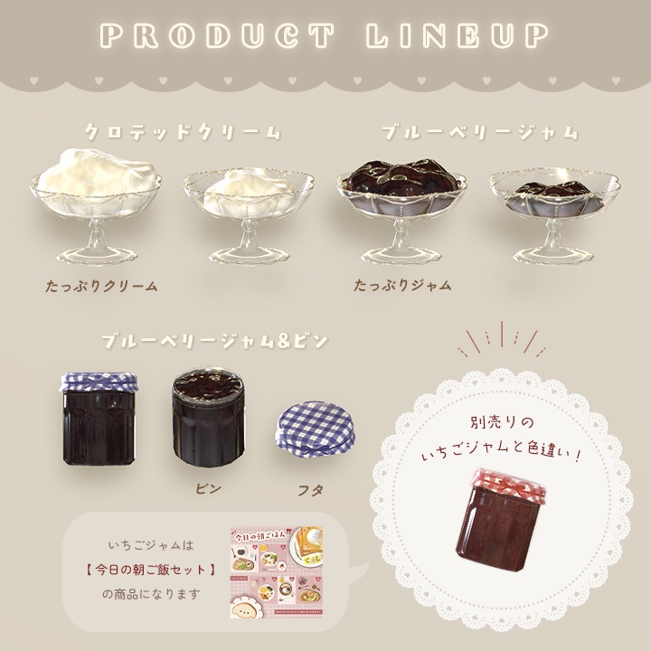 【3D小物】クリームたっぷりスコーンセット(食べ飲みできる)