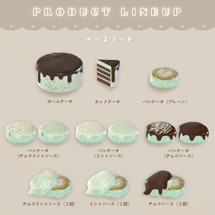 【3D小物】チョコミン党 ~ カフェメニュー ~(食べ飲みできる)