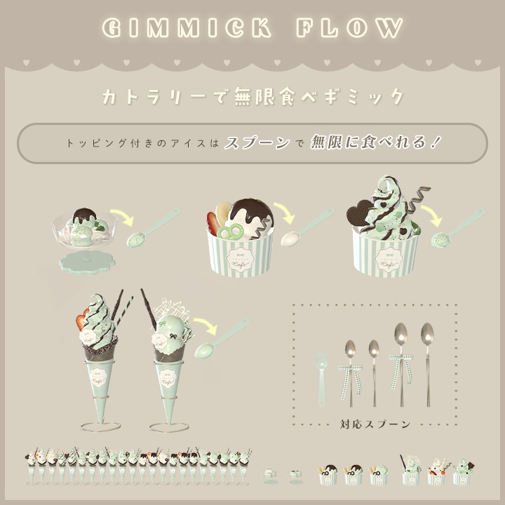 【3D小物】チョコミン党 ~ カフェメニュー ~(食べ飲みできる)