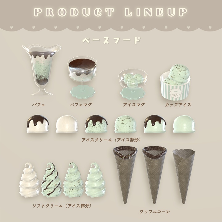 【3D小物】チョコミン党 ~ カフェメニュー ~(食べ飲みできる)