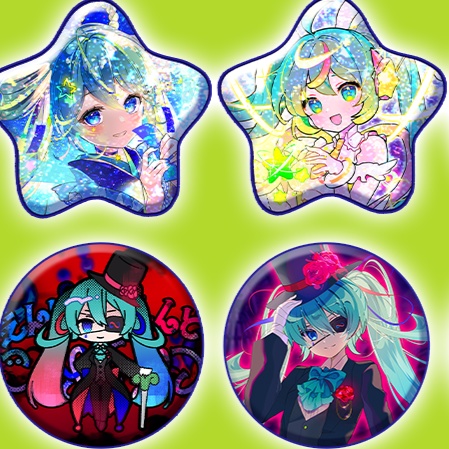 初音ミク　ランダム缶バッチ (全10種＋星型ホログラム大当たり2種)