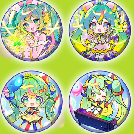 初音ミク ランダム缶バッチ (全10種+星型ホログラム大当たり2種)