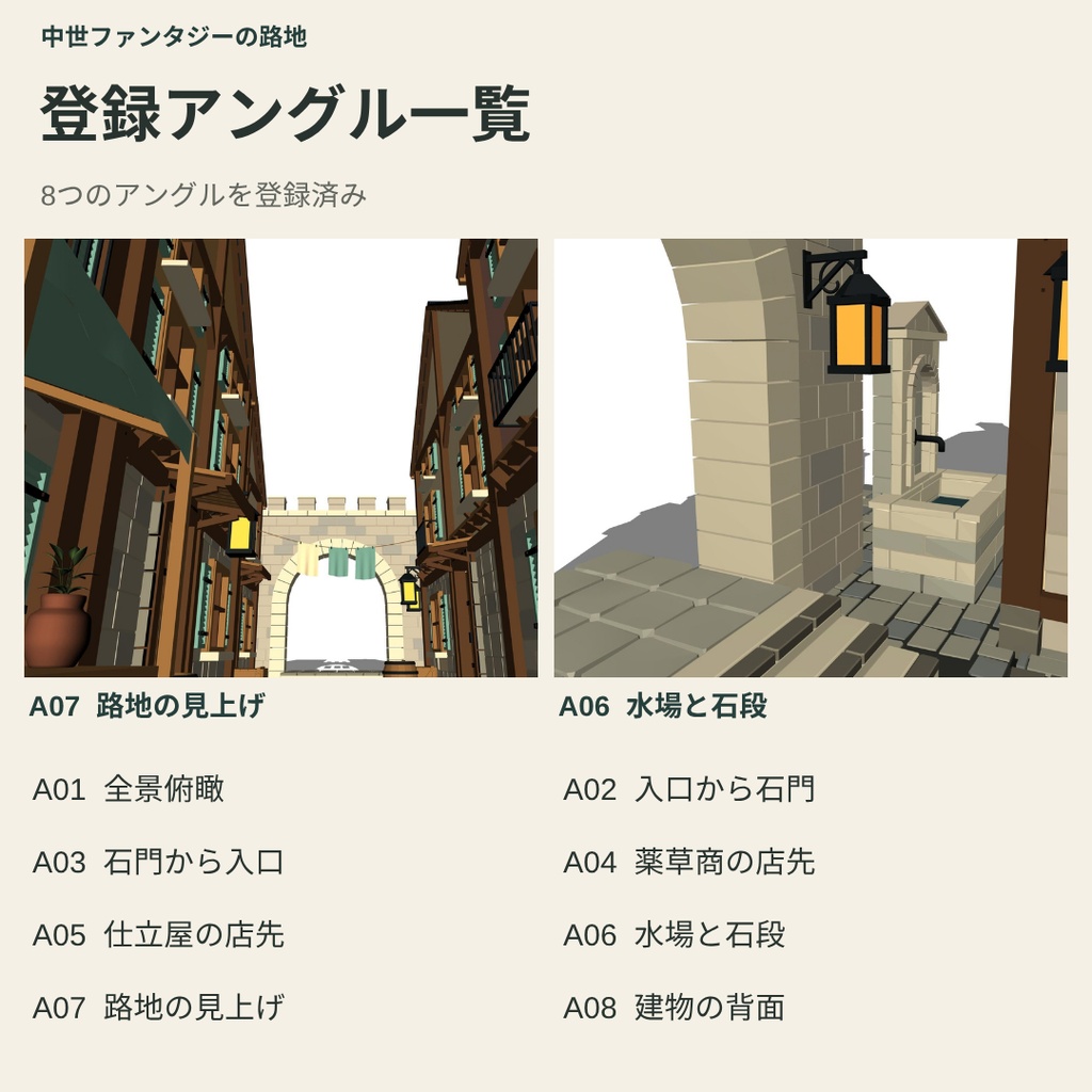 【CLIP STUDIO PAINT用3D背景】中世ファンタジーの路地
