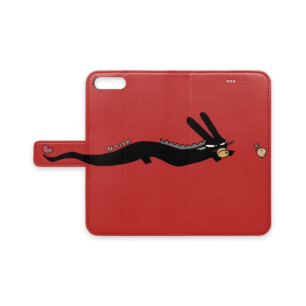 【NYHK】にゃっく　手帳型iPhoneケース　RED