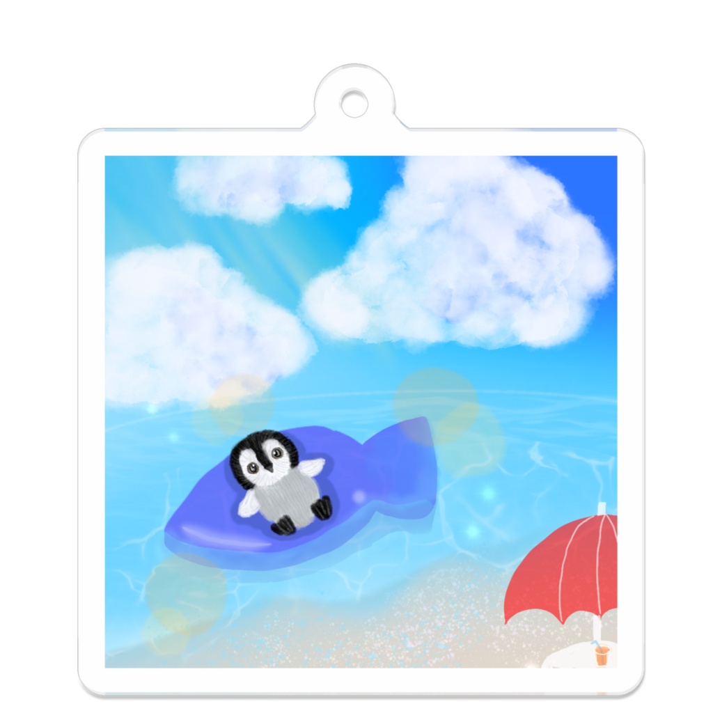ぷかぷか浮かぶペンギンのアクリルキーホルダー（コーティングなし）