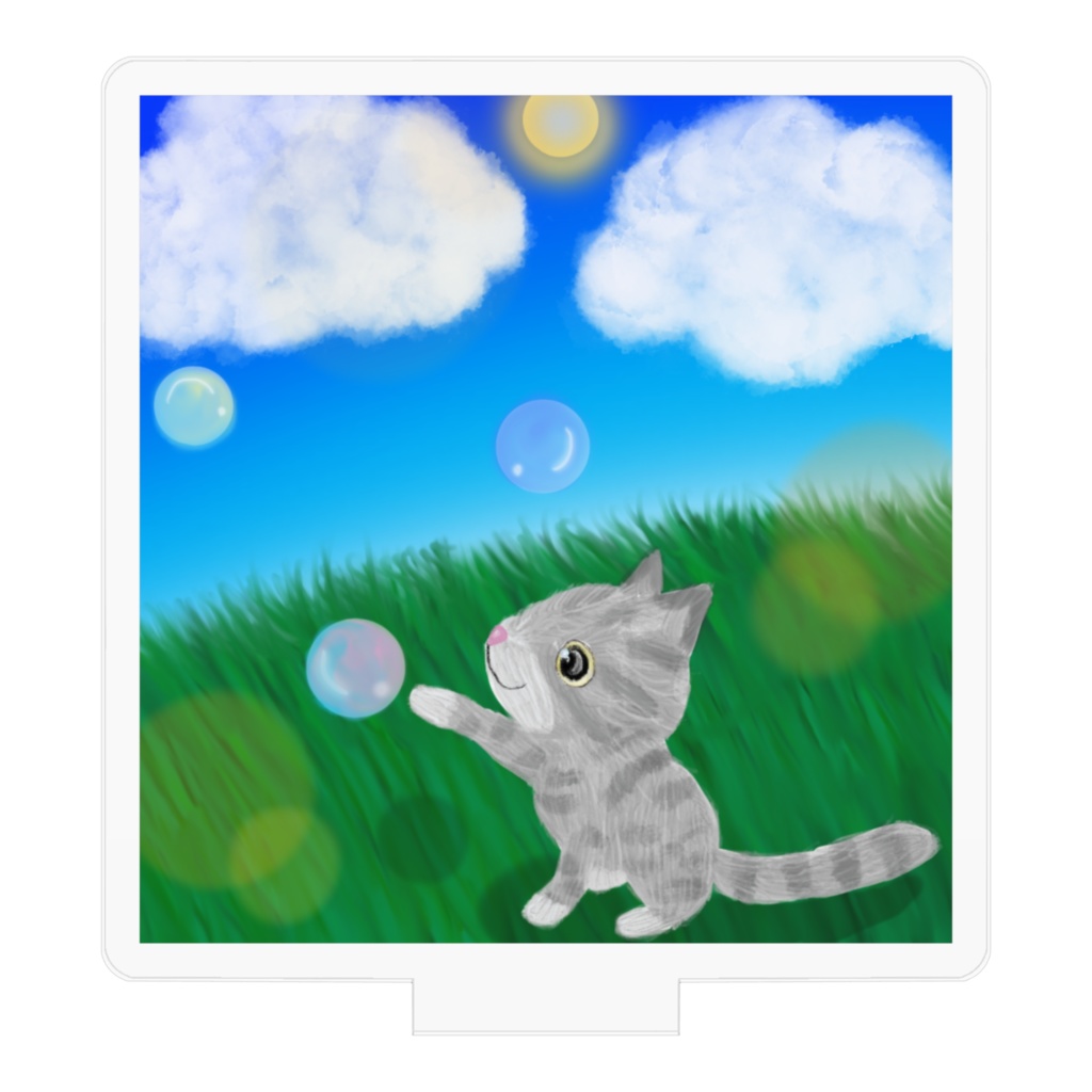 しゃぼんだまとねこのアクリルスタンド