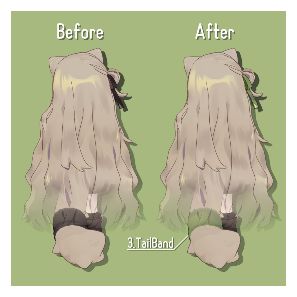 リボン・メガネ・しっぽバンド色替えテクスチャ