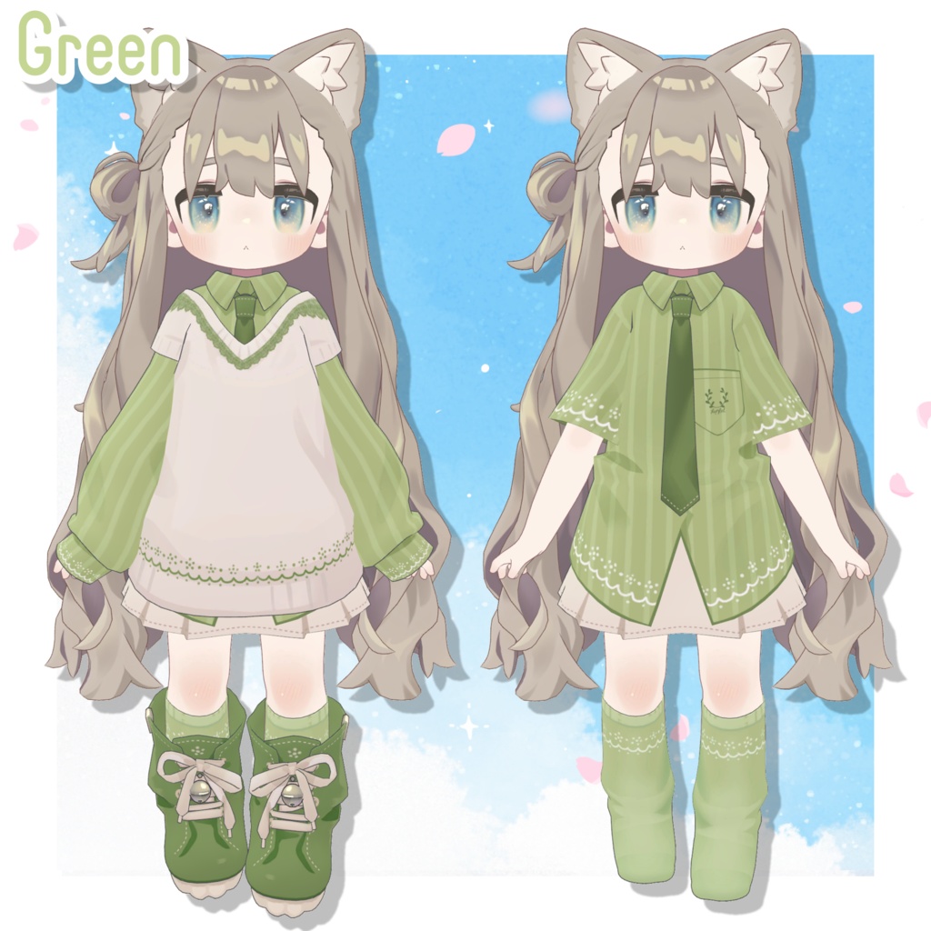 春色ストライプデフォルト衣装テクスチャ - Spring Color Stripe Outfit Texture -