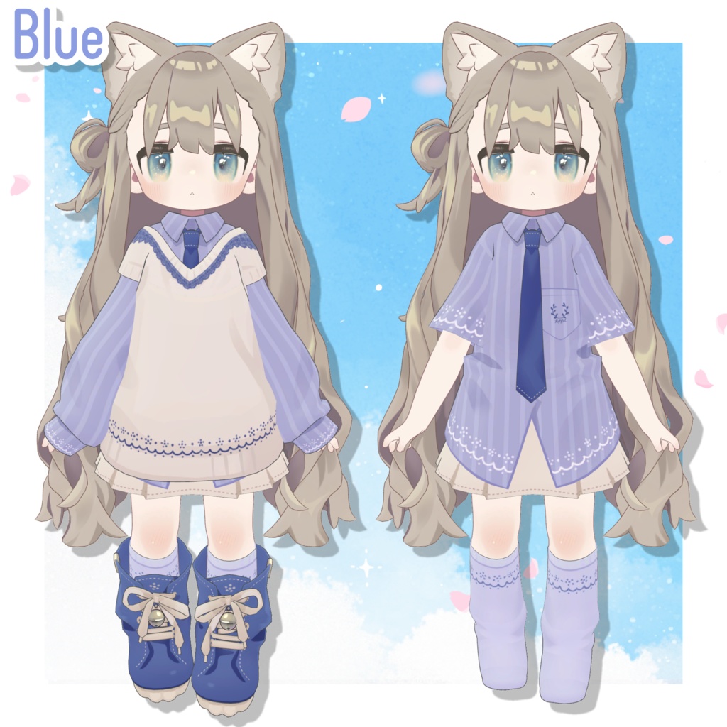 春色ストライプデフォルト衣装テクスチャ - Spring Color Stripe Outfit Texture -