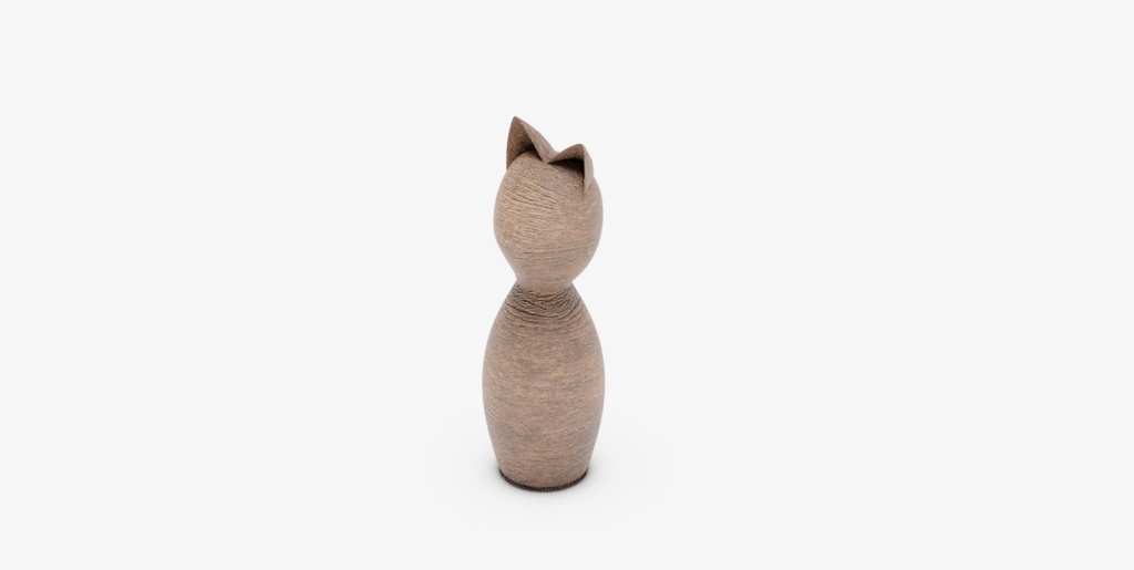 猫の置物(木製)3Dモデル