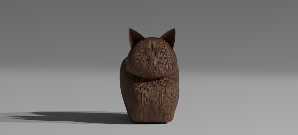 箱座り猫(木製)3Dモデル