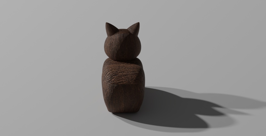 箱座り猫(木製)3Dモデル