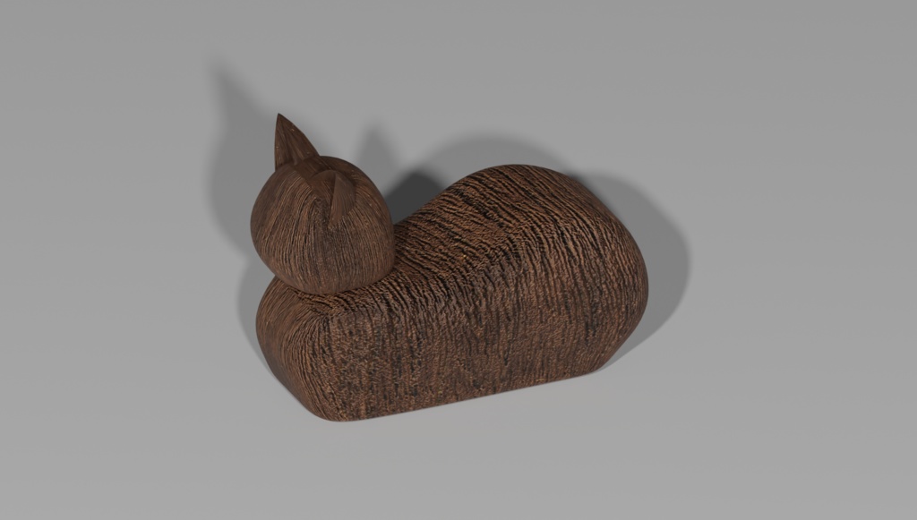箱座り猫(木製)3Dモデル