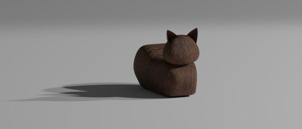 箱座り猫(木製)3Dモデル