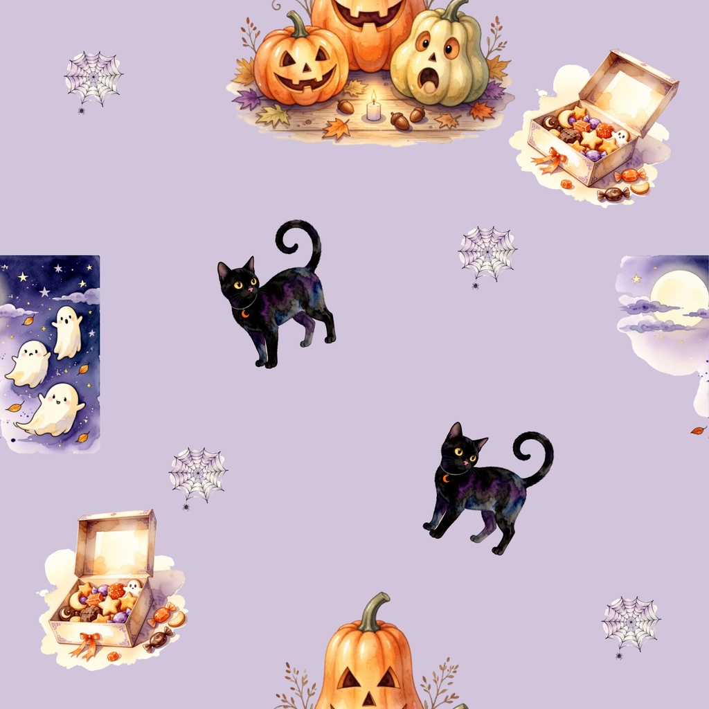 【デジタルペーパー】ハロウィーン_紫背景水彩 digital paper