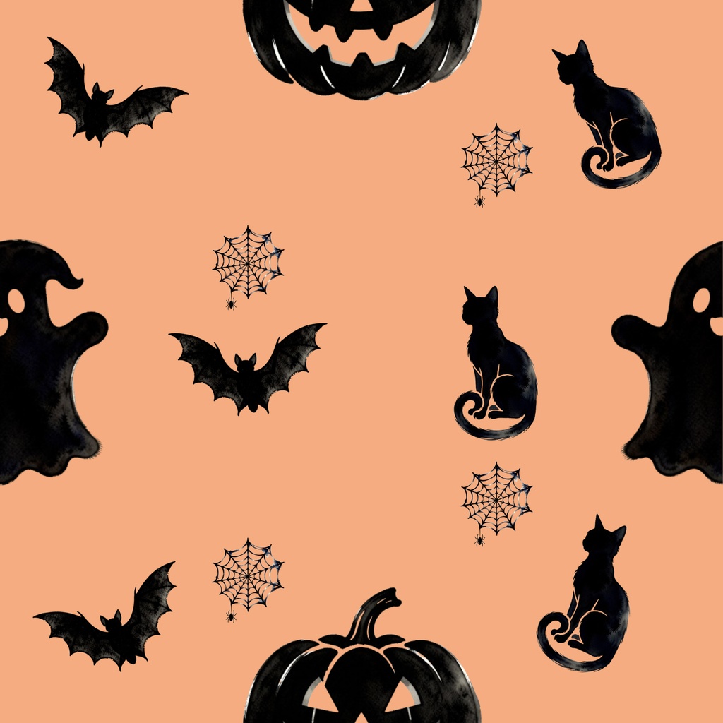 【デジタルペーパー】ハロウィーン シンプル白黒水彩 digital paper