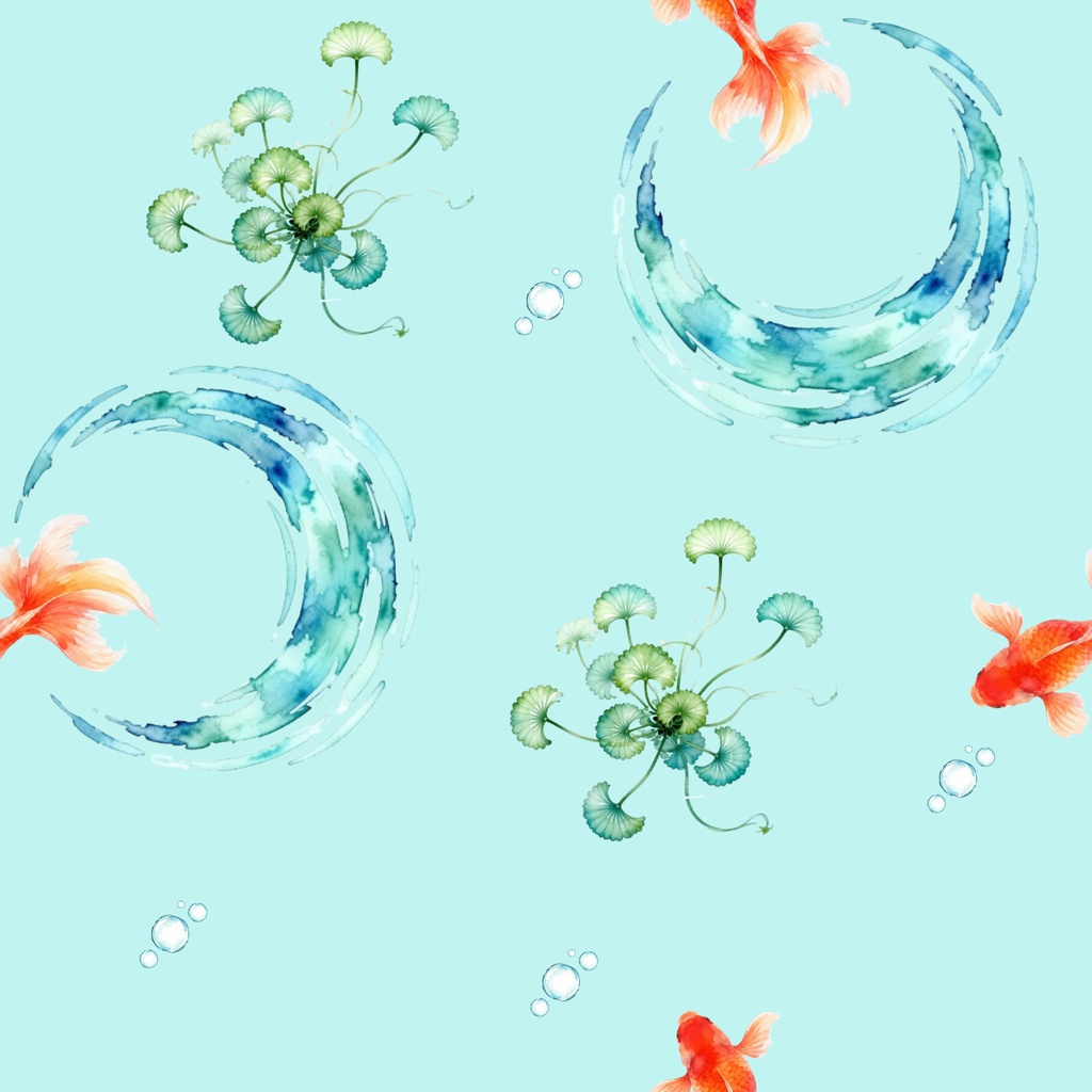 【デジタルペーパー】涼やかに泳ぐ金魚（背景水色）