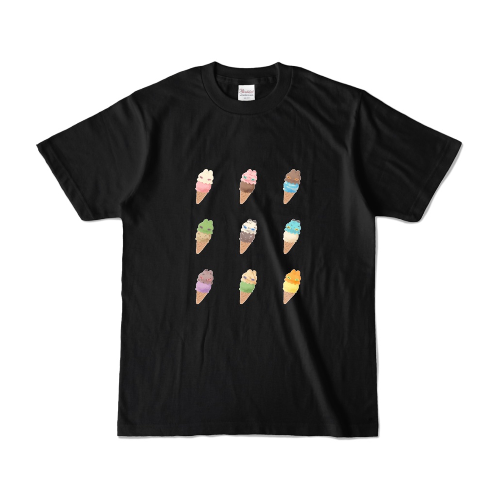 にゃんとぱす/Nyantopus (ice craem) Tシャツ・黒