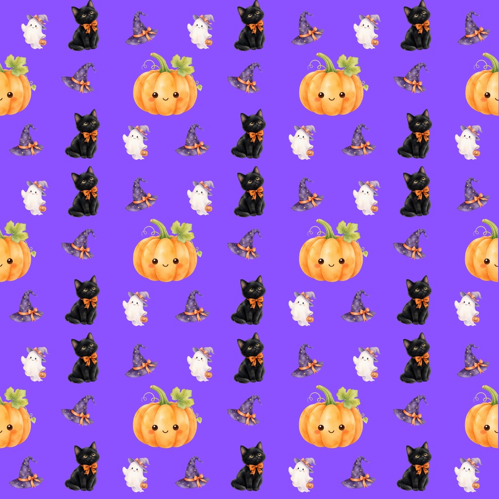 わくわくハロウィンと黒猫ちゃん・スクエアデザインペーパー