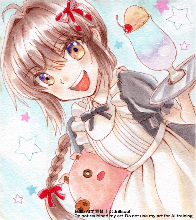 ミニ色紙セイバー・クリームソーダ（ウエイトレス）