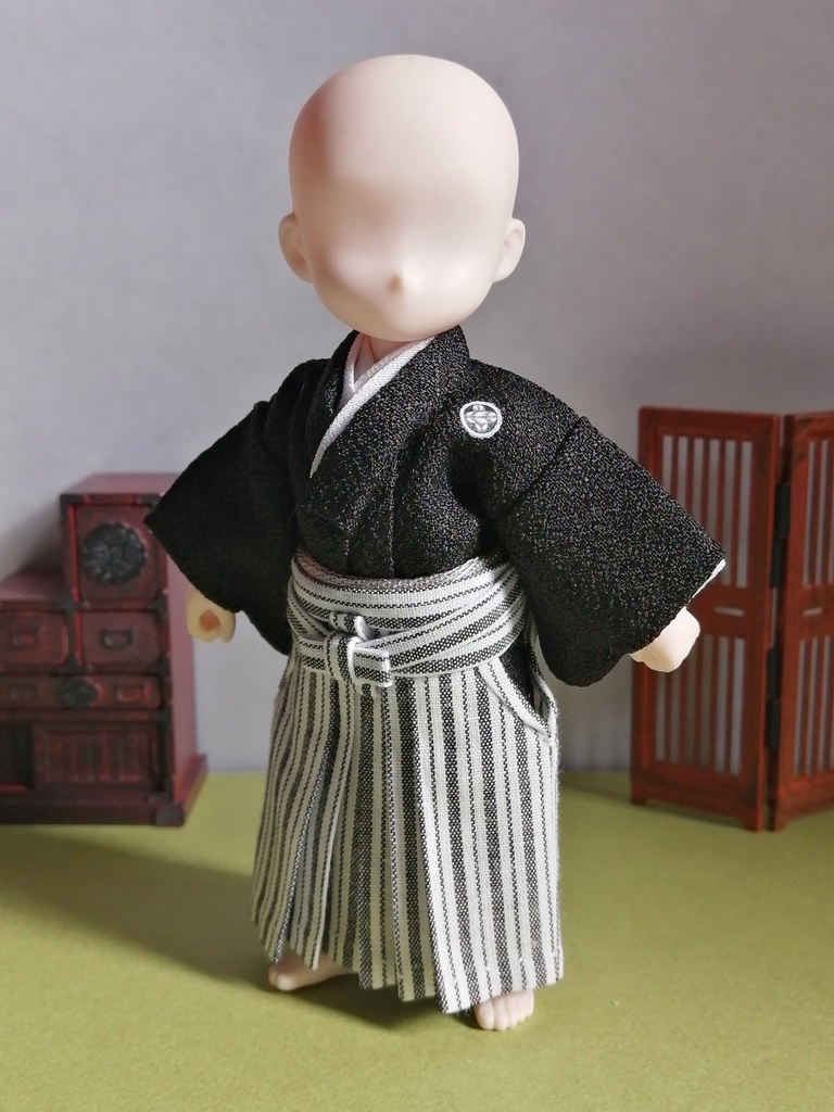 本格 男性用 黒紋付羽織袴 一式セット(オビツ11size)