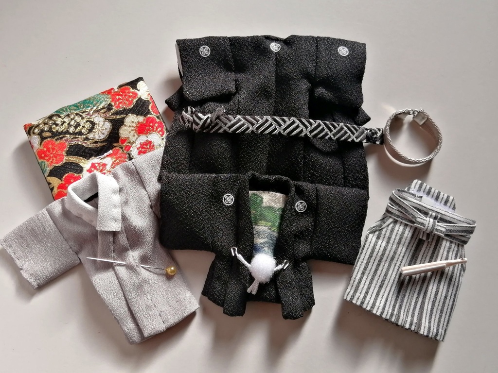 本格 男性用 黒紋付羽織袴 一式セット(オビツ11size)