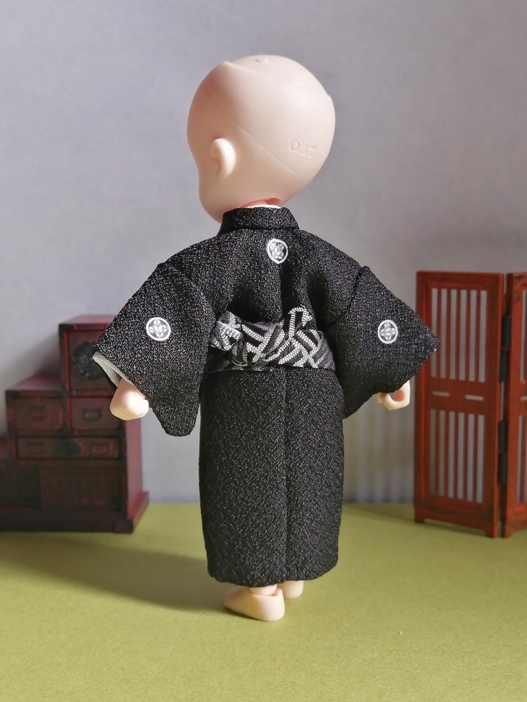 本格 男性用 黒紋付羽織袴 一式セット(オビツ11size)