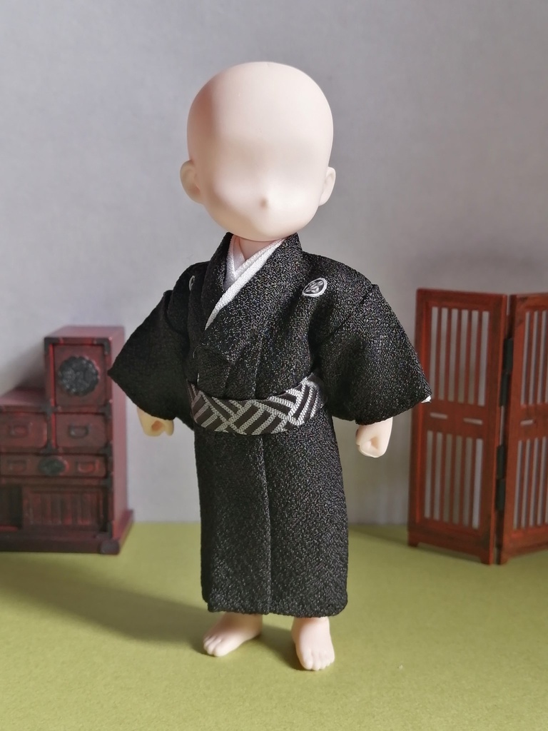 本格 男性用 黒紋付羽織袴 一式セット(オビツ11size)