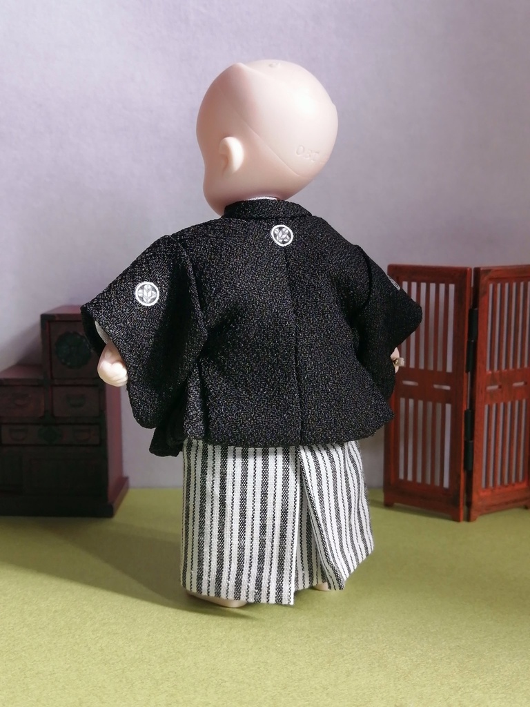 本格 男性用 黒紋付羽織袴 一式セット(オビツ11size)