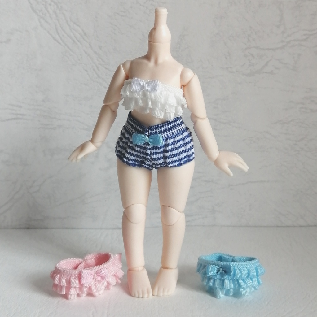 【1/12ドール】チューブトップ+ボーダーパンツ【女の子用上下set】