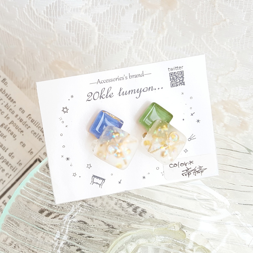 【ヒプマイ posse キャラクターimage *磨りガラス調アシメタイルイヤリング 】*フォロワー様割実施中