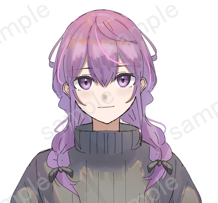 【無料有】立ち絵素材 紫のふわふわ女の子