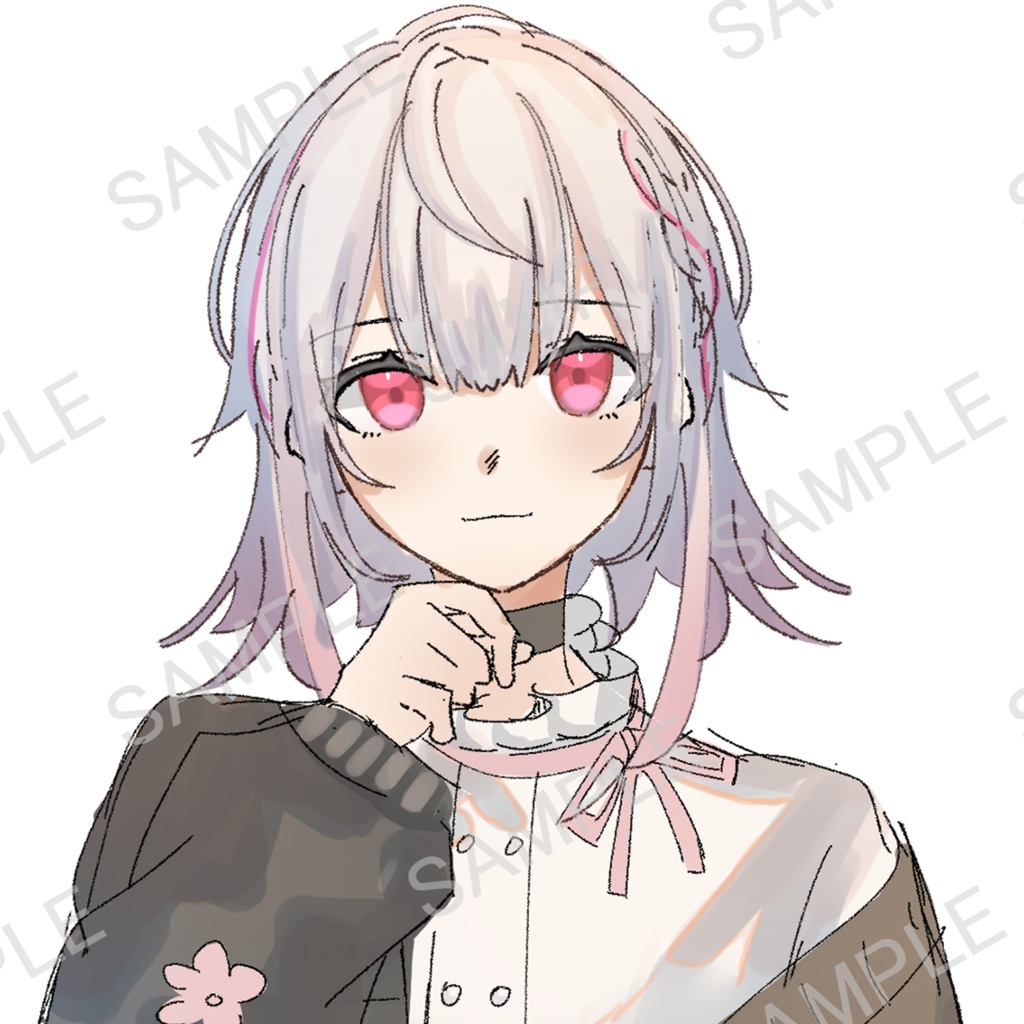 【無料有】立ち絵素材 赤目の猫ちゃん風女の子 SDキャラ付き