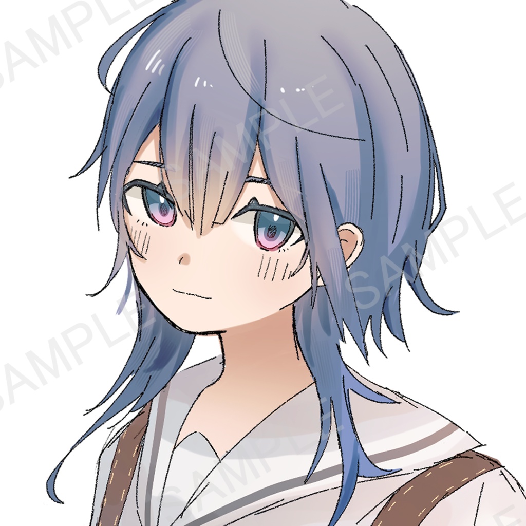 【無料有】立ち絵素材 鞄を背負う青の女の子 SDキャラつき