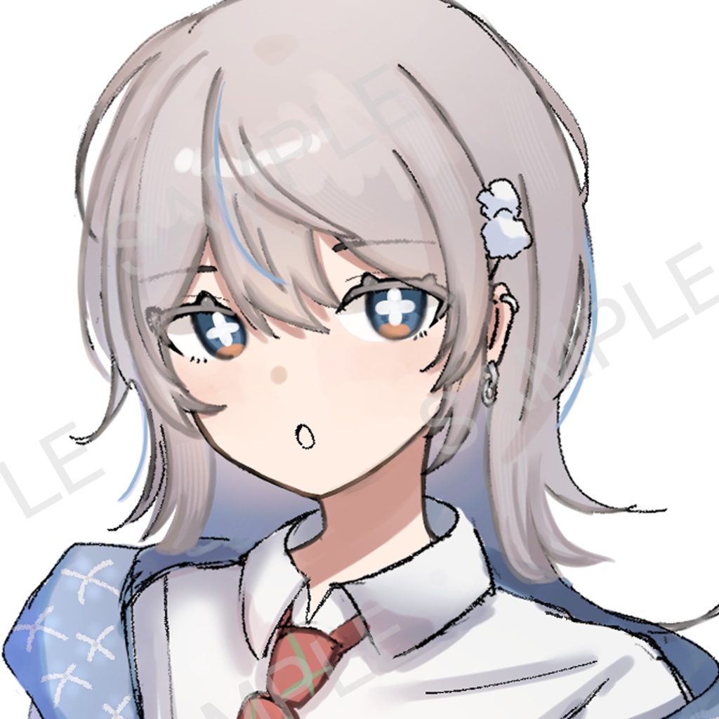 【無料有】立ち絵素材 ギザ歯の女の子(グレー髪)