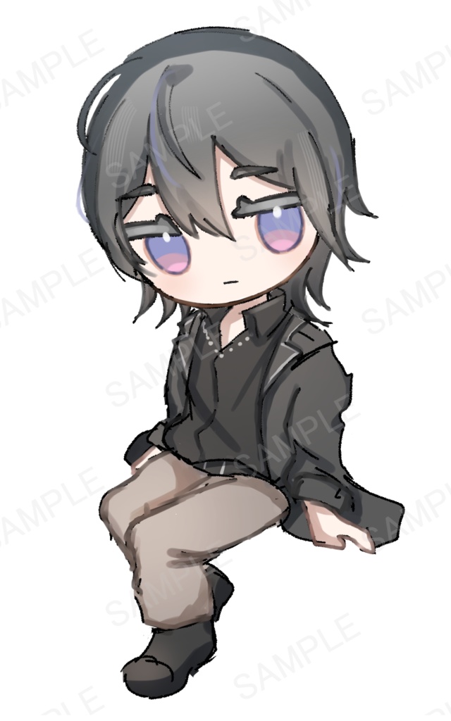 【無料有】立ち絵素材 黒の男の子 SDキャラつき