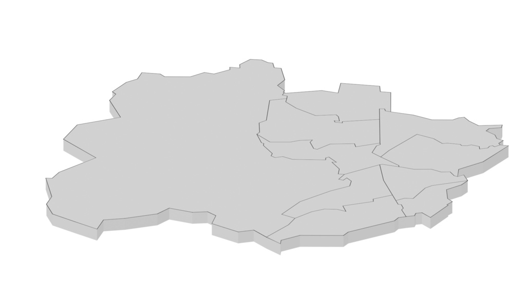 白地図素材イラスト 札幌市 アイソメトリック風