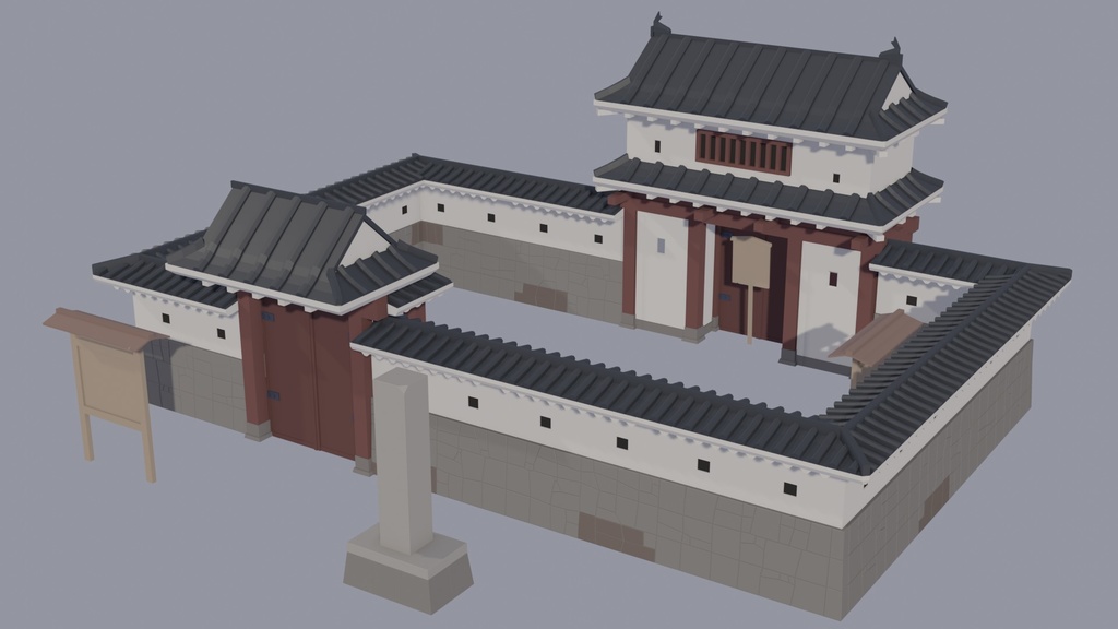 【無料3Dモデル】城門アセット