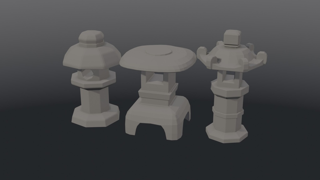 【無料3Dモデル】ローポリ石灯籠パック_無料版
