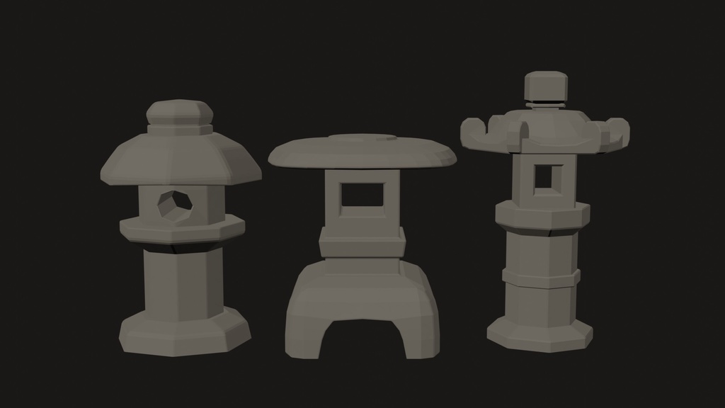 【無料3Dモデル】ローポリ石灯籠パック_無料版