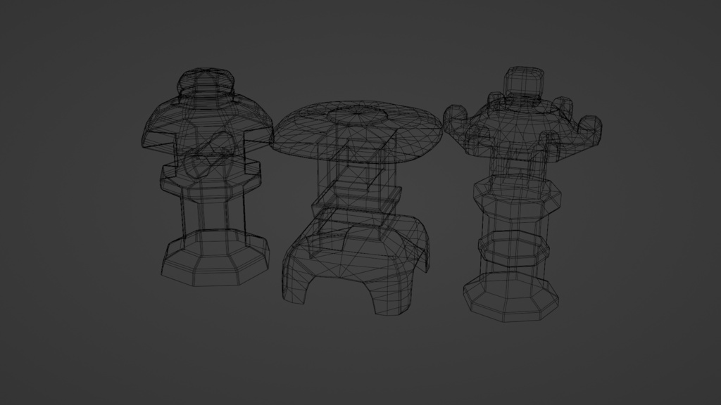 【無料3Dモデル】ローポリ石灯籠パック_無料版