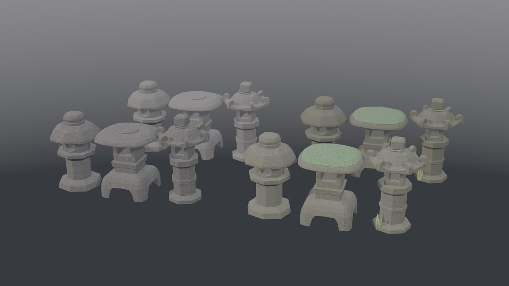 【3Dモデル】ローポリ石灯籠パック_有料版