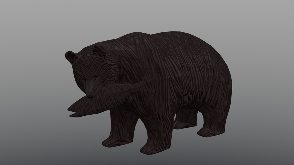 【3Dモデル】ローポリ木彫りの熊