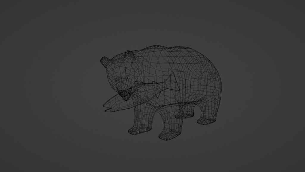 【3Dモデル】ローポリ木彫りの熊