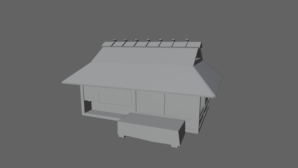 【ローポリ3D】茅葺屋根の茶屋