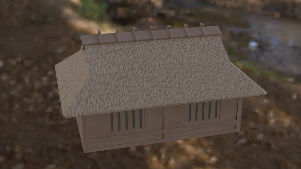 【ローポリ3D】茅葺屋根の茶屋