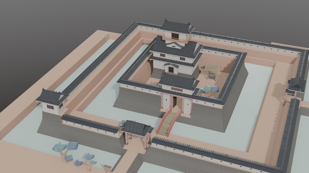 【3Dモデル】ローポリ平城アセットパック