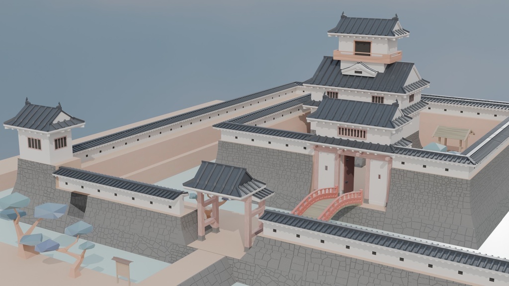 【3Dモデル】ローポリ平城アセットパック