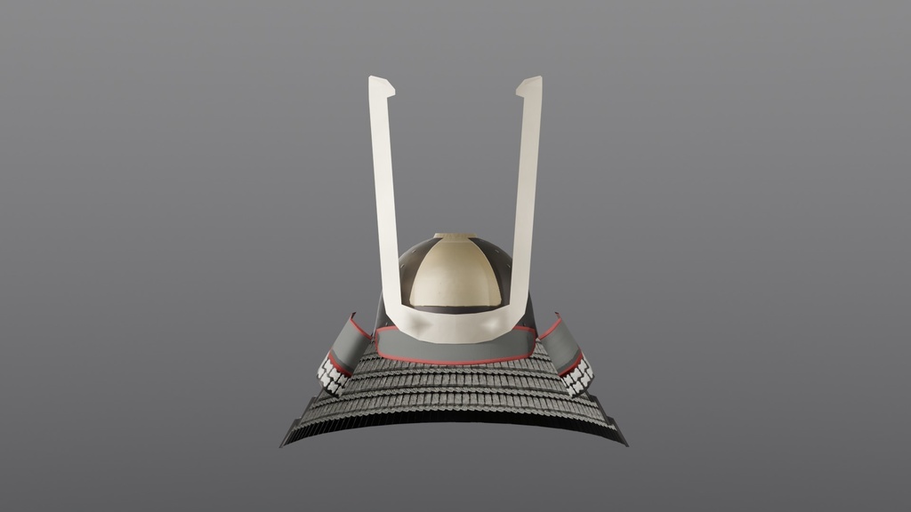 【3Dモデル】ローポリ兜 白糸縅